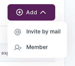 Screenshot showing Add team member drop-down