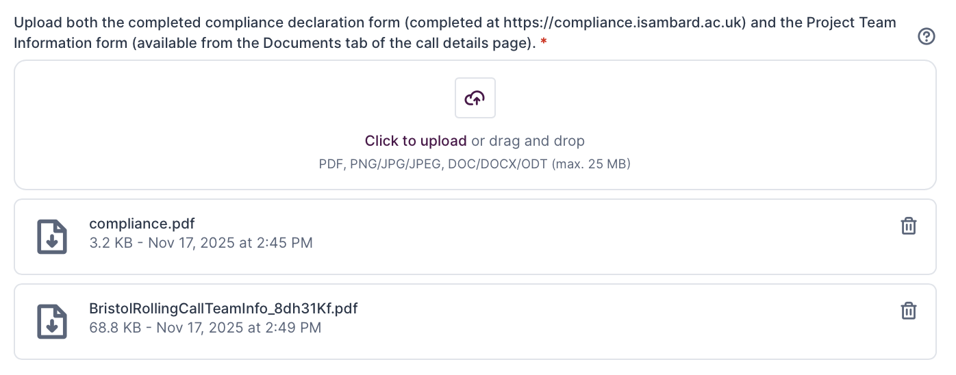 Screenshot showing both files uploaded