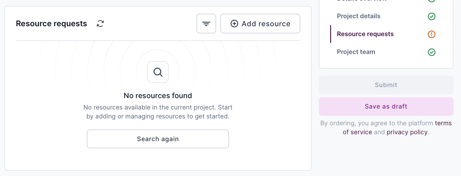 Screenshot showing Add resource button