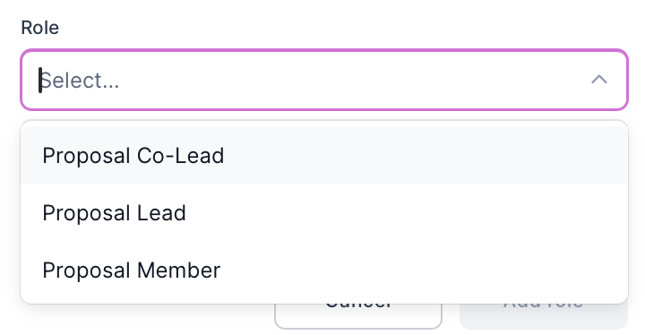 Screenshot showing role selection