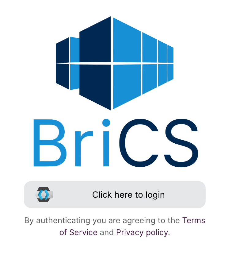 Screenshot of BriCS homepage