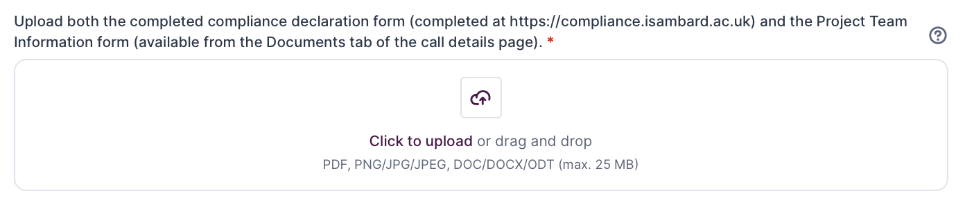 Screenshot showing upload button