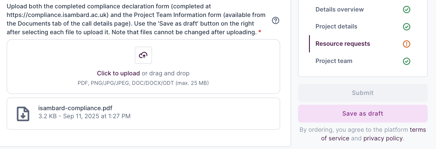 Screenshot showing successful upload
